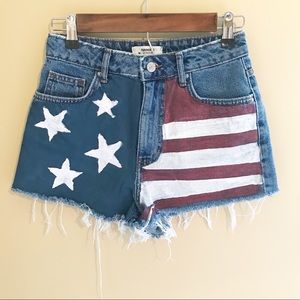 Forever21 American Flag Distressed Cut Off Shorts